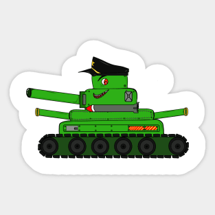 Captain Tank Cartoon Sticker